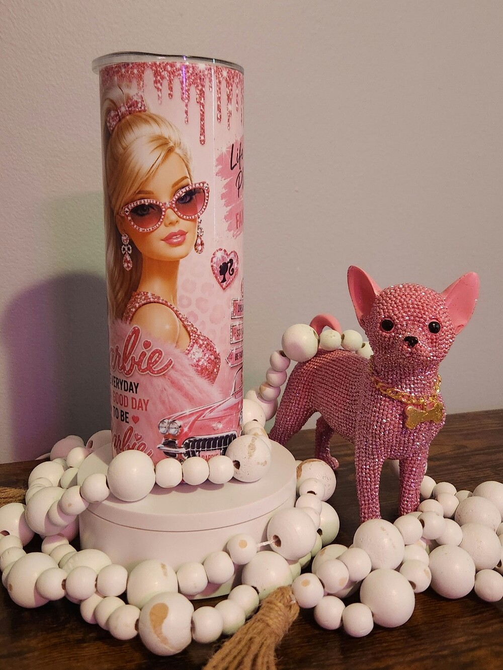 Barbie Pink 20oz Graphic Tumbler. Hand Craftef